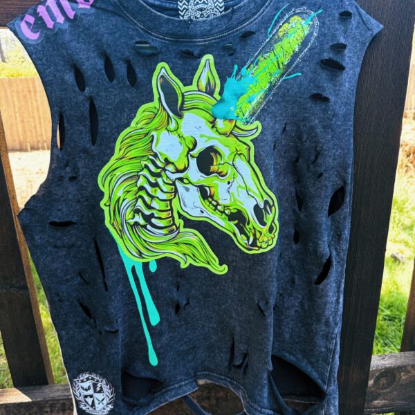Chainsaw Unicorn Distressed Shirt! (FREE GIFT INCLUDED)