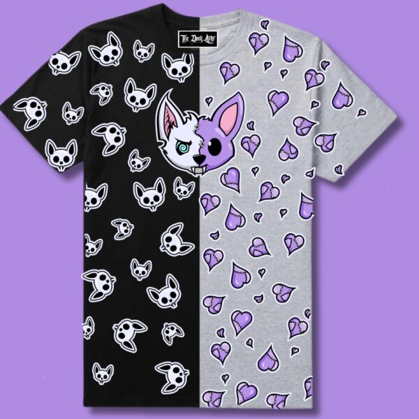 Limited Edition Split Personality Black Grey Cotton Shirt! (FREE ICKY HOLOGRAPHIC STICKER INCLUDED)