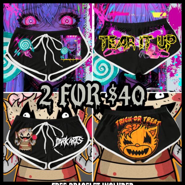 2 for $40 TEAR IT UP & TRICK OR TREAT BOOTY SHORTS (Free Bracelet Included)
