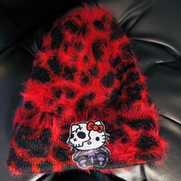 Hello Zombie Red Leopard Beanie