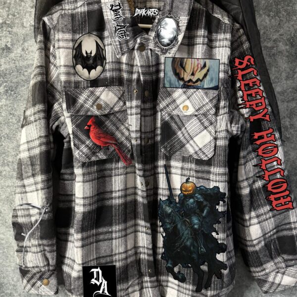 Grey Black Sleepy Hollow Limited Edition Sherpa Flannel Size L 1:1 ***SUPER RARE***