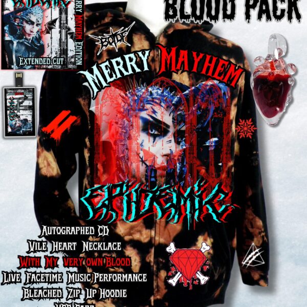 BOTDF - Epidemic (Merry Mayhem Edition) Blood Pack! Blood Vile Of My Own Blood, Hoodie, Autographed Album, Live Facetime Music Performance, And USB!