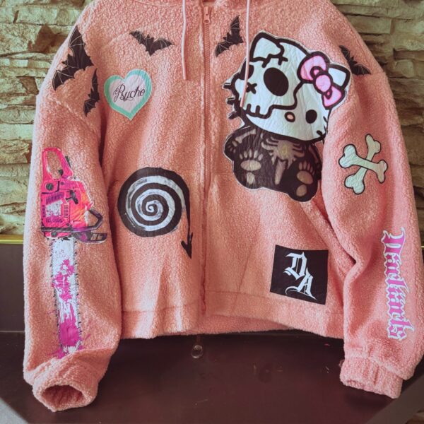 Pink Fleece Sherpa Zip Up Psycho Hoodie