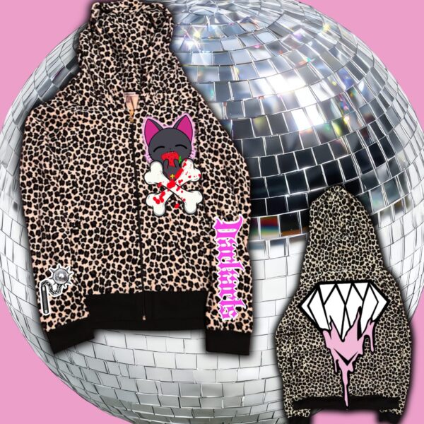 Let's Start A Riot REVAMPED Leopard Zip Up Hoodie Size XL or MEDIUM ***SUPER RARE*** FINAL 2!!!! (FREE RARE SIGNED RIOT POSTER INCLUDED)