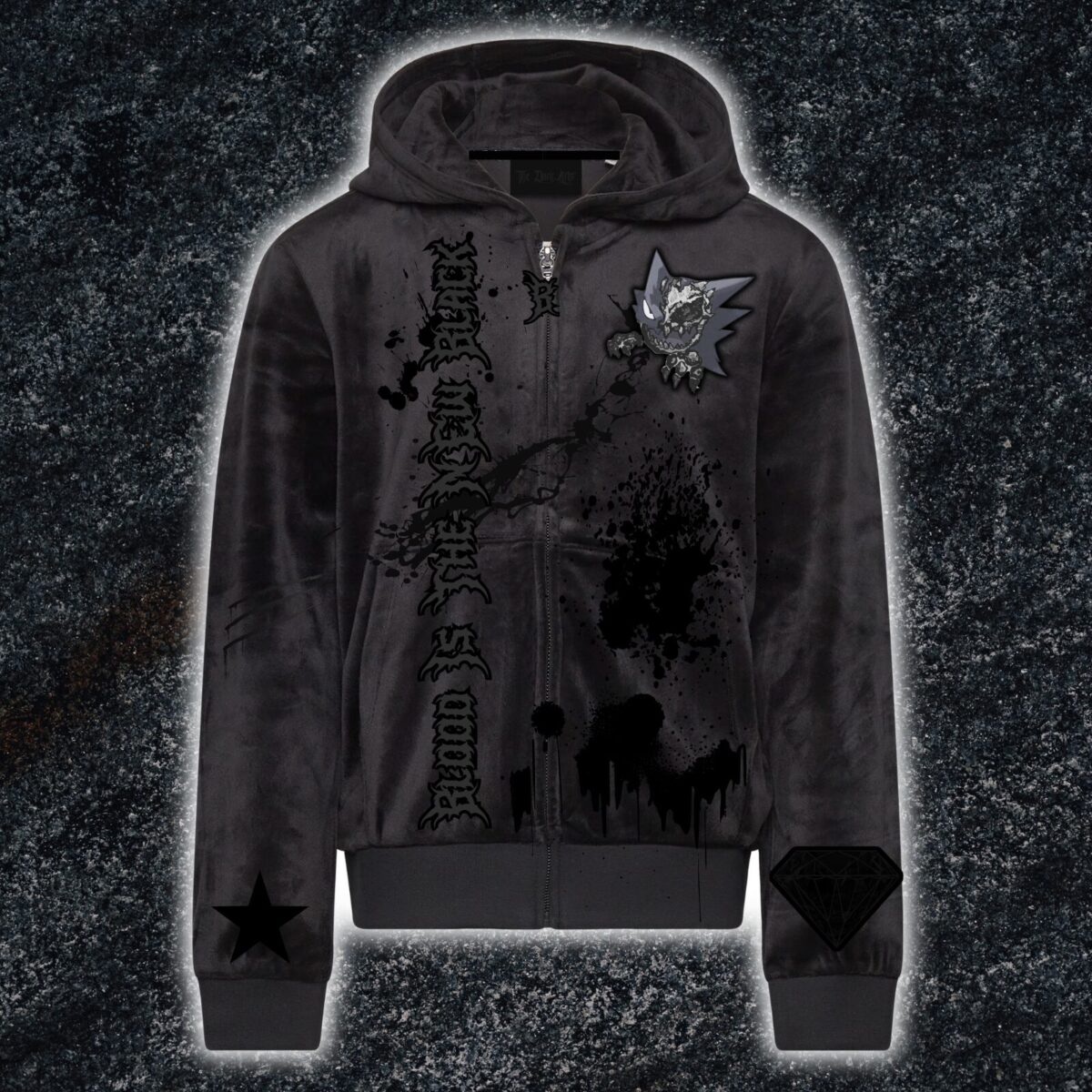 BOTDF - Blood Is The New Black Zip Up Velvet Hoodie - The Dark Arts ...