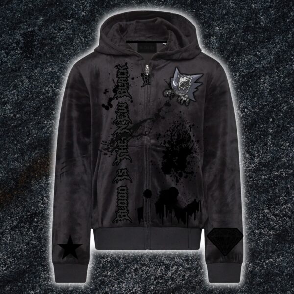 BOTDF - Blood Is The New Black Zip Up Velvet Hoodie