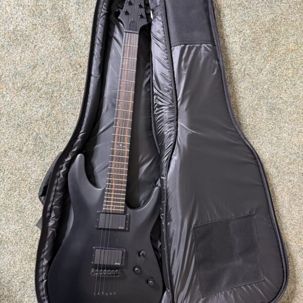 My Matte Black Schecter Guitar autographed with case included