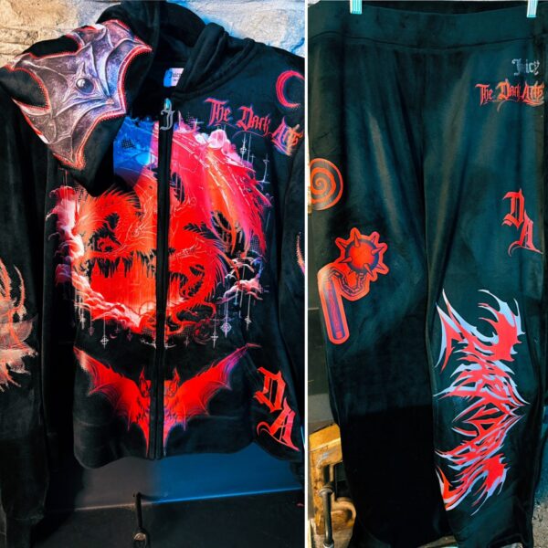 Red Dragon Black Velvet Suit Jacket Size L 1:1