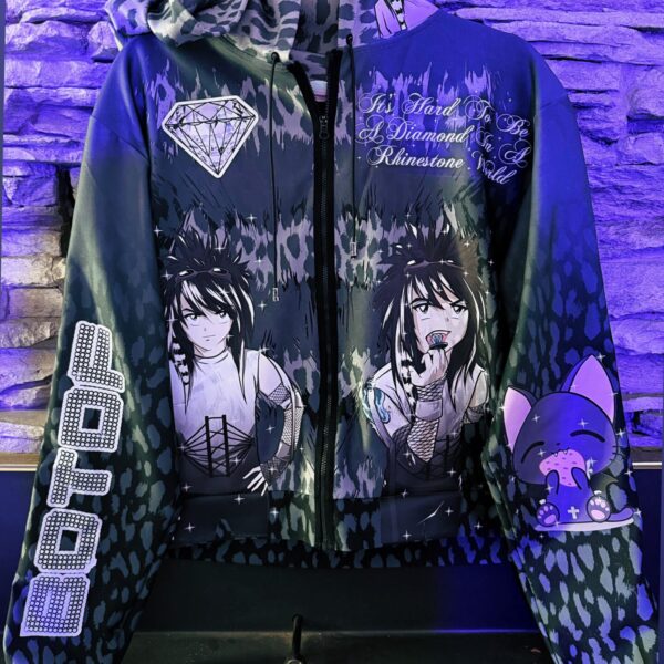 Super Rare! silver leopard Diamond Zip up hoodie (FREE BLACK DIAMOND ALBUM SIGNED INCLUDED) Size Small 1:1
