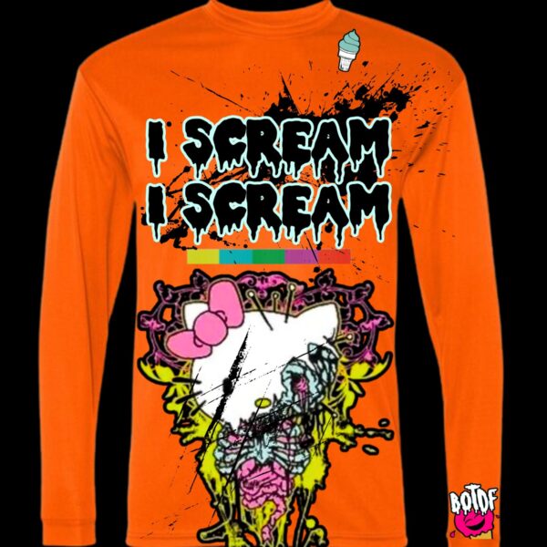 I SCREAM I SCREAM Neon Orange Long Sleeve Cotton Shirt (FREE I SCREAM ALBUM INCLUDED)