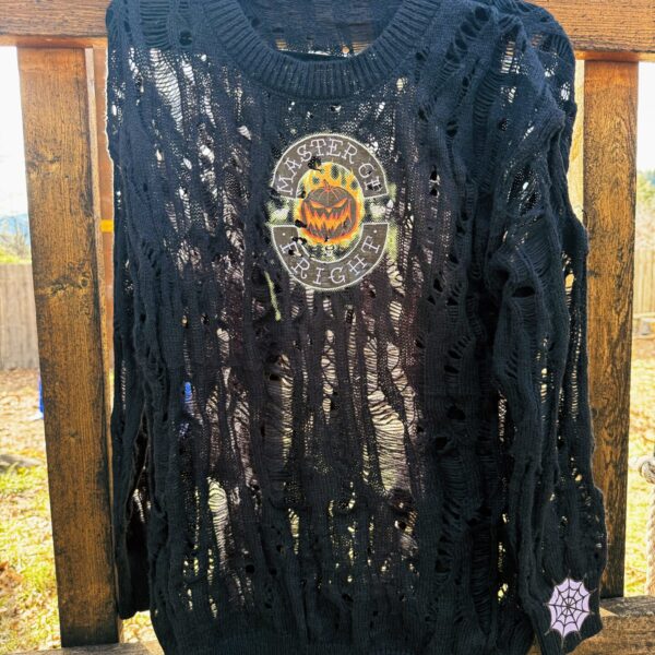 Master Of Fright Black Distressed Sweater Size M-L