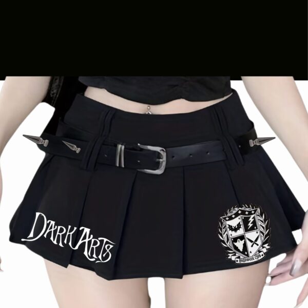Dark Arts - Mini Skirt With Adjustable Spiked Waist Belt