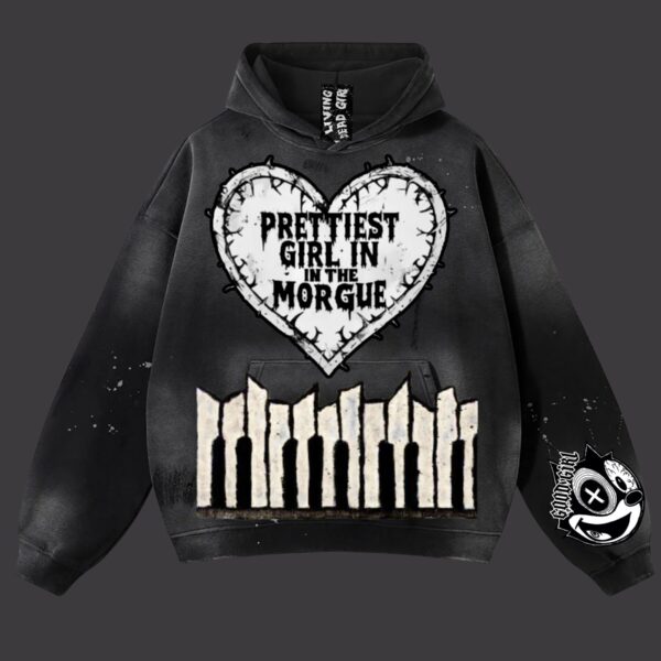 Prettiest Girl In The Morgue Distressed Grunge Hoodie 1:1 Size L-XL