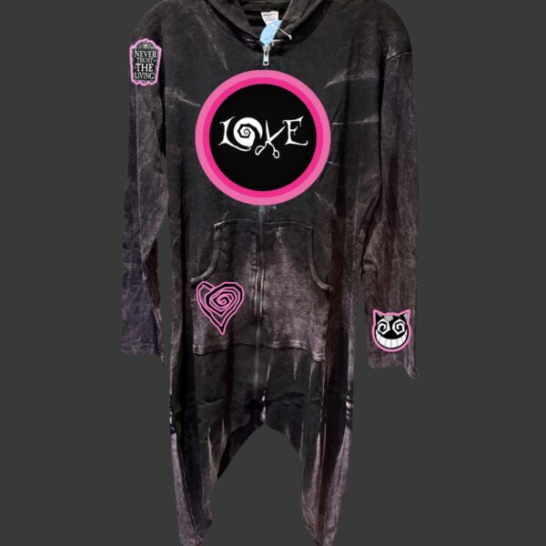 LOVE Black Tie Dye Hoodie 100% Cotton for comfort!