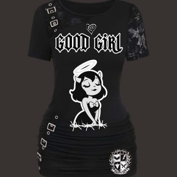 Gothic Lace Metal Good Girl Shirt