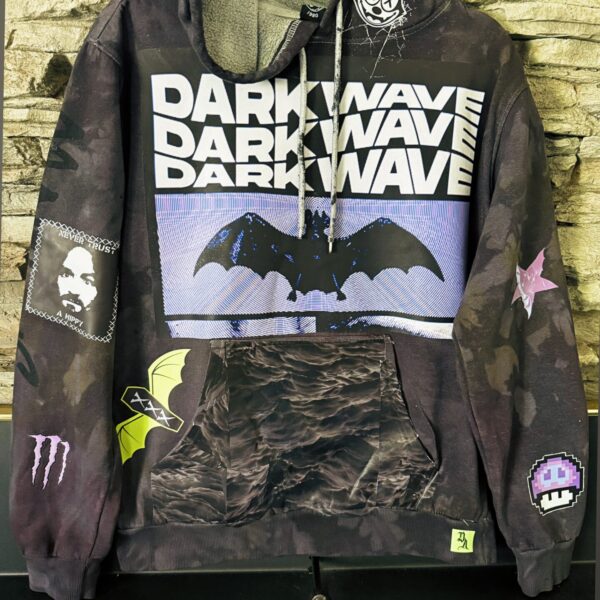 Dark Wave Cotton Hoodie Size M-L Black Tie Dye 1:1