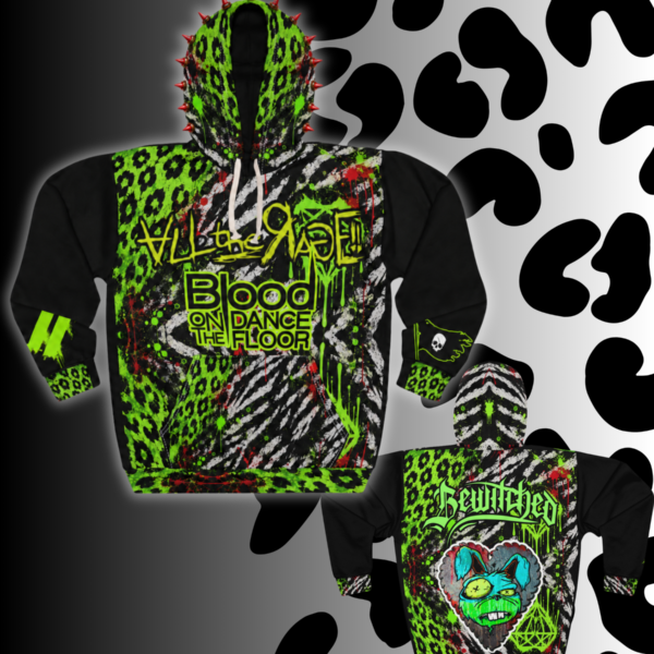 *RARE FIND* All The Rage Limited Edition All Over Print Red Spiked Hoodie with a free pair of shorts & ATR Album
