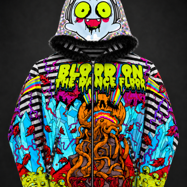 LIMITED EDITION All Over Print Black grey Striped Zip Up Hoodie with plush hood Size M-L 1:1 (FREE EPICKY ICKY BOO DOUBLE ALBUM INCLUDED)
