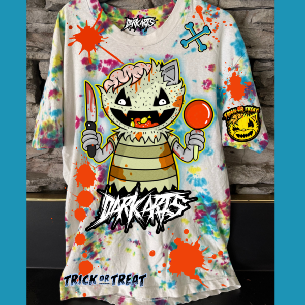 *RARE FIND* OPAL TIE DYE Trick Or Treat Blood Splattered Print Cotton Shirt L-XL 1:1 (free gift included)