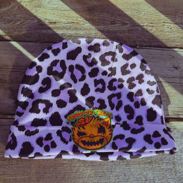 Pink Leopard Trick Or Treat Beanie