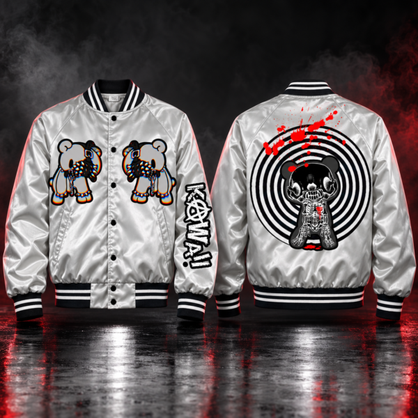 Kawaii Nightmare Bear Satin Bomber Jacket (FREE GIFT INCLUDED)