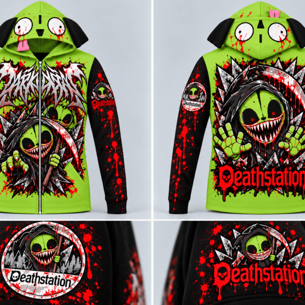 GIR Deathstation Green Zip Hoodie | The Dark Arts