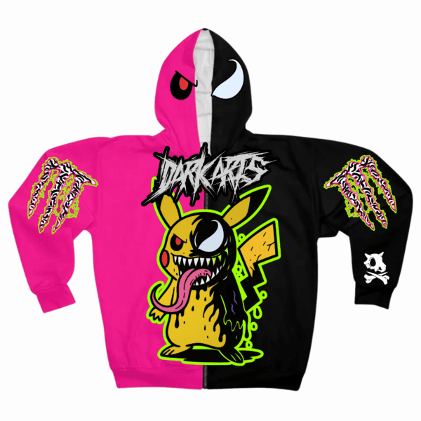 Sweet Like Venom — Neon Split Zip Hoodie 👊⚡🩷